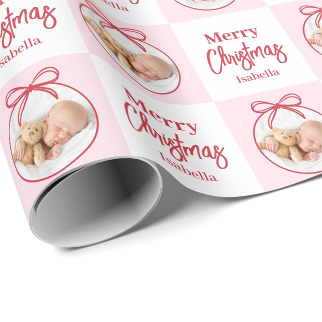 Custom Photo Baby First Christmas Wrapping Paper (Roll Corner)