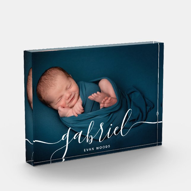 Custom Photo Baby Name Template Keepsake  Plaque (Left)
