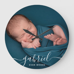 Custom Photo Baby Name Template Personalized Baby  Large Clock