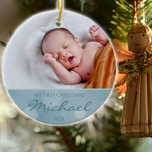 Custom Photo Baby´s First Christmas  Ceramic Ornament