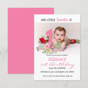 Custom Photo    Baby's 1st Birthday Party Invitation