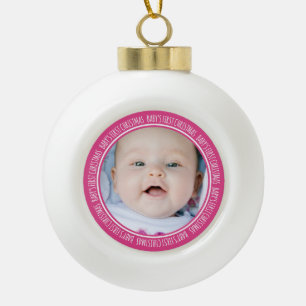 Custom Photo Baby's 1st Christmas Ornament Pink