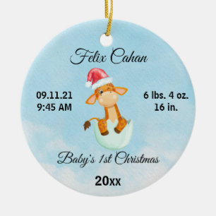 Custom Photo Baby's Boy First Christmas 2022 Ceramic Ornament