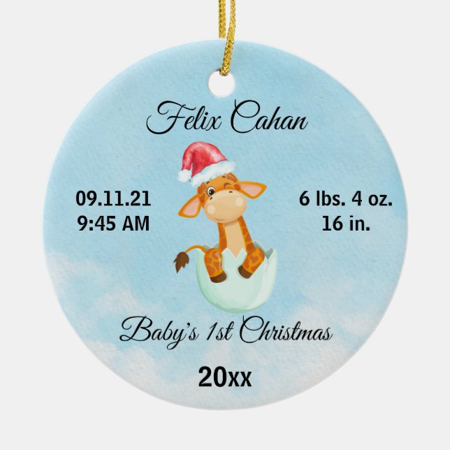 Custom Photo Baby's Boy First Christmas 2022 Ceramic Ornament (Front)