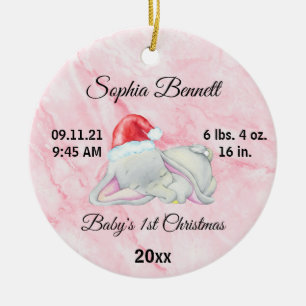 Custom Photo Baby's Girl First Christmas 2021 Ceramic Ornament