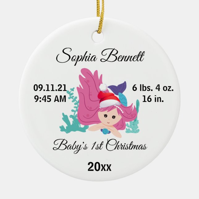 Custom Photo Baby's Girl First Christmas 2022 Ceramic Ornament (Front)