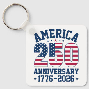 Custom Photo (Back) Bold Simple America 250 Years Keychain