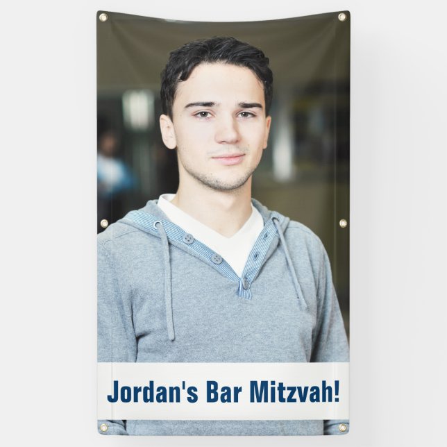 Custom Photo Bar Mitzvah Banner (Vertical)