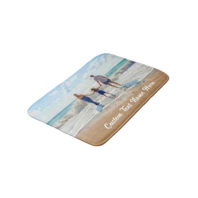 Custom Photo Bath Mat Personalized Text (Angled)