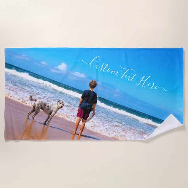 Custom Photo Beach Towel Your Photos and Text (Front)