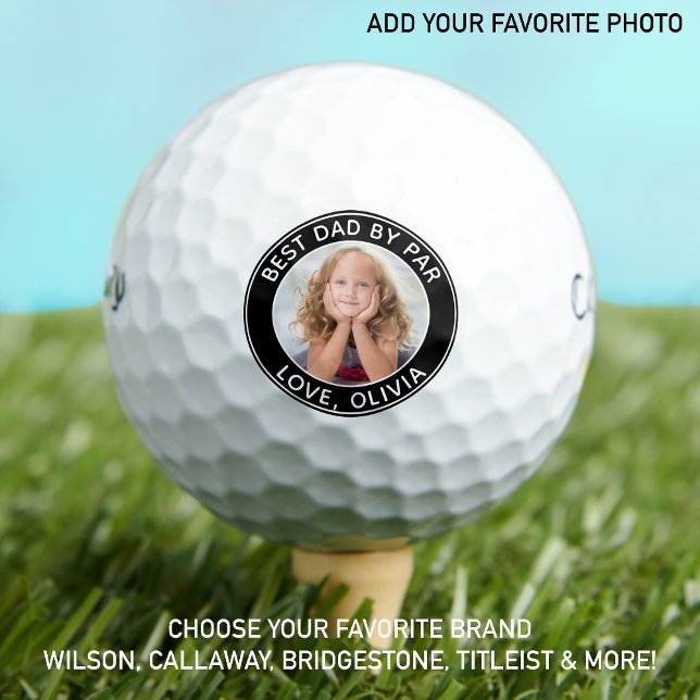 Custom Photo Best Dad By Par Black White Golf Balls (Creator Uploaded)