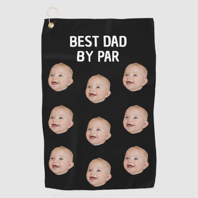 Custom Photo Best Dad By Par Personalized Baby Golf Towel (Front)