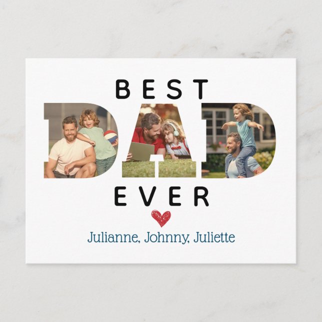 CUSTOM Photo Best DAD Ever Father's Day Gift Postcard (Front)