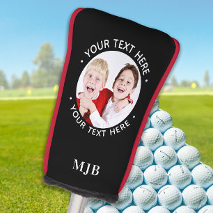 Custom Photo Best Dad Ever Funny Black White Golf Head Cover