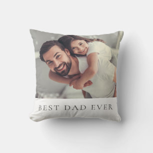 Custom Photo Best Dad Ever T-Shirt Throw Pillow