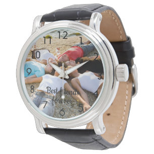 Custom photo best friends black numbers watch
