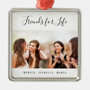 Custom photo best friends for life keepsake metal ornament