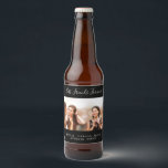 Custom photo best friends forever besties black beer bottle label<br><div class="desc">A gift for your best friend(s) for birthdays,  Christmas or a special event. White text: Best Friends Forever,  written with a trendy hand lettered style script. Personalize and use your own horizontal photo and names. A chic black background.</div>