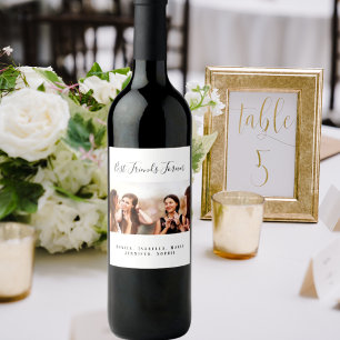 Custom photo best friends forever besties party wine label