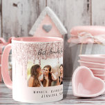 Custom photo best friends forever glitter pink mug<br><div class="desc">An elegant, girly and glam mug. Rose gold glitter drip, paint dripping look. A chic blush pink gradient background. Personalize and add your own photo, selfie of your best friends and your names. The text: Best Friends Forever is written with a modern hand lettered style script. Black text. Perfect as...</div>