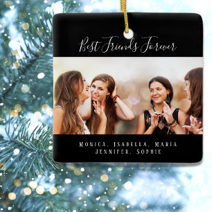 Custom photo best friends forever keepsake black ceramic ornament