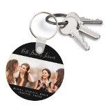 Custom photo best friends forever keepsake black keychain<br><div class="desc">A gift for your best friend(s) for birthday favour,  Christmas or a special event. White text: Best Friends Forever,  written with a trendy hand lettered style script. Personalize and use your own photo and names. A chic black background.</div>