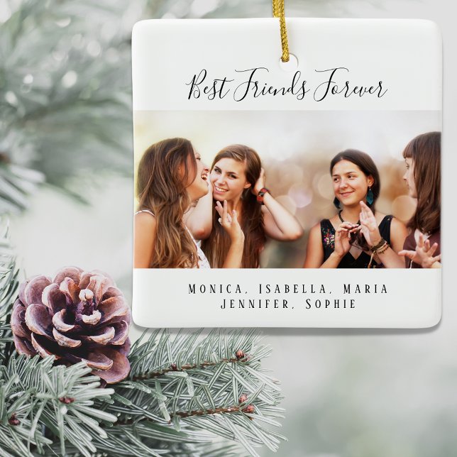 Custom photo best friends forever keepsake ceramic ornament (Creator Uploaded)