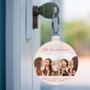 Custom photo best friends forever keepsake pink keychain