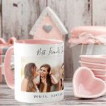 Custom photo best friends forever names coffee mug<br><div class="desc">A gift for your best friend(s) for birthday favour,  Christmas or a special event. Black text: Best Friends Forever,  written with a trendy hand lettered style script. Personalize and use your own photo and names. A chic white background.</div>