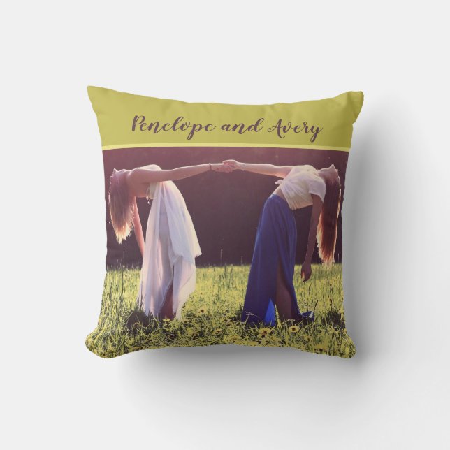 Custom Photo Best Friends Forever Throw Pillow (Front)