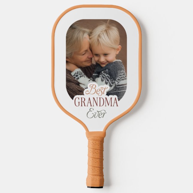 Custom Photo Best Grandma Ever Pickleball Paddle (Back)