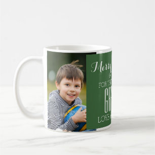 Custom Photo Best Grandpa Christmas Mug Green