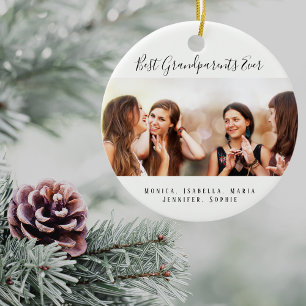 Custom photo Best Grandparents Ever grandkids Ceramic Ornament