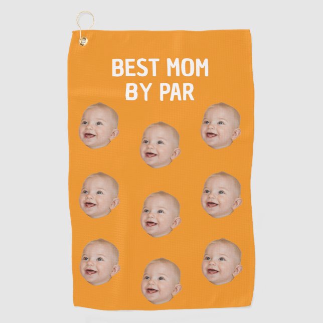 Custom Photo Best Mom By Par Personalized Baby Golf Towel (Front)