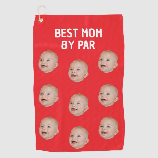 Custom Photo Best Mom By Par Personalized Baby Golf Towel (Front)