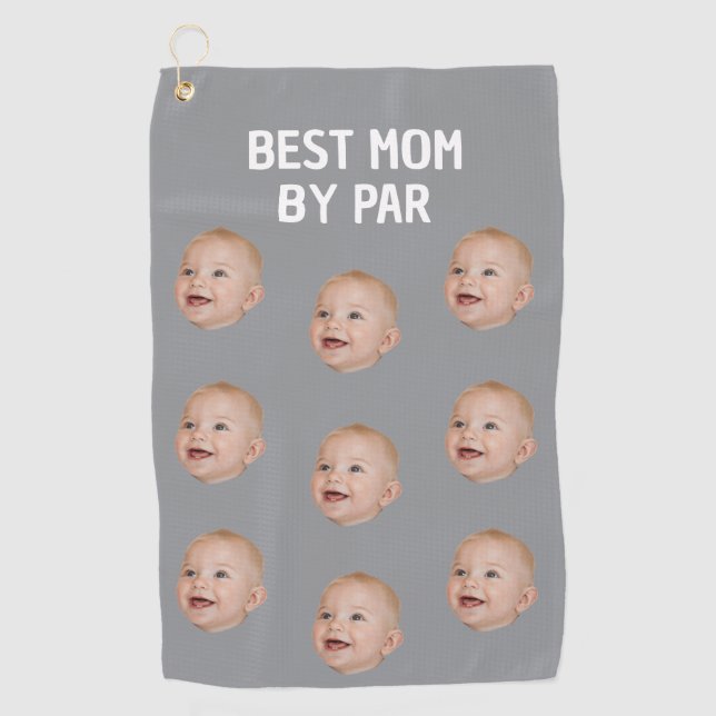Custom Photo Best Mom By Par Personalized Baby Golf Towel (Front)