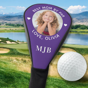 Custom Photo Best Mom By Par Purple White Golf Head Cover