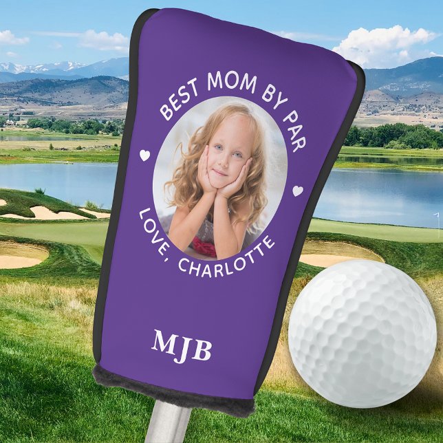 Custom Photo Best Mom Ever By Par Modern Purple Golf Head Cover (Creator Uploaded)