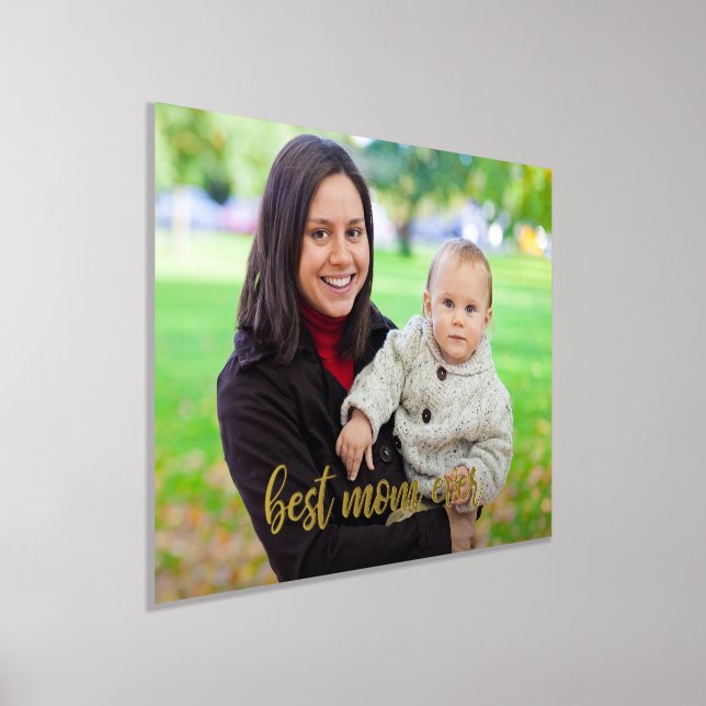 Custom Photo Best Mom Ever Gold Script Foil Prints (Laydown)