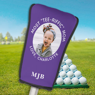 Custom Photo Best Mom Ever Purple White Golf Head Cover