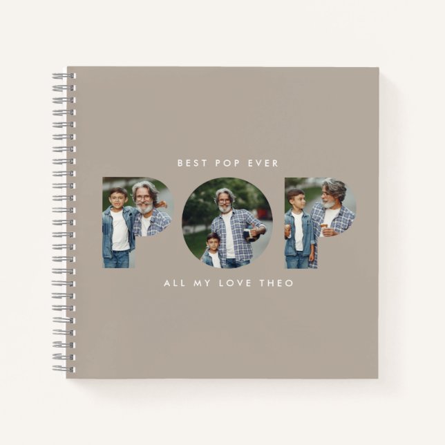 Custom Photo “Best Pop Ever” beige modern Notebook (Front)