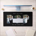 Custom Photo “Best Pop Ever” Black modern Desk Mat<br><div class="desc">Celebrate the world’s best dad or grandpa with this Custom Photo “Best Pop Ever” Desk Mat. Personalize it with your favourite photos and add a heartfelt message for a unique and practical gift he’ll love. The bold “POP” lettering doubles as a photo collage, making it a thoughtful keepsake he can...</div>