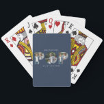 Custom Photo Best Pop Ever navy blue modern Playing Cards<br><div class="desc">Celebrate the world’s best dad or grandpa with this Custom Photo “Best Pop Ever” playing cards. Personalize it with your favourite photos and add a heartfelt message for a unique and practical gift he’ll love. The bold “POP” lettering doubles as a photo collage, making it a thoughtful keepsake he can...</div>