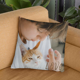 Custom Photo Bestie Friend Bff  Cat Pet Birthday  Throw Pillow