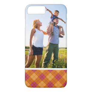 Custom Photo Bias Plaid in Orange and Pink iPhone 8 Plus/7 Plus Case