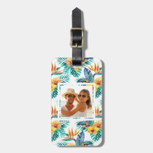 Custom Photo Bird Of Paradise & Orchid Pattern Luggage Tag