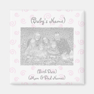 Custom Photo Birth Announcement Magnet-Baby Girl Magnet