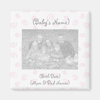 Custom Photo Birth Announcement Magnet-Baby Girl Magnet