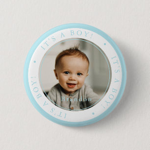Custom photo birth boy occasion simple 2 inch round button