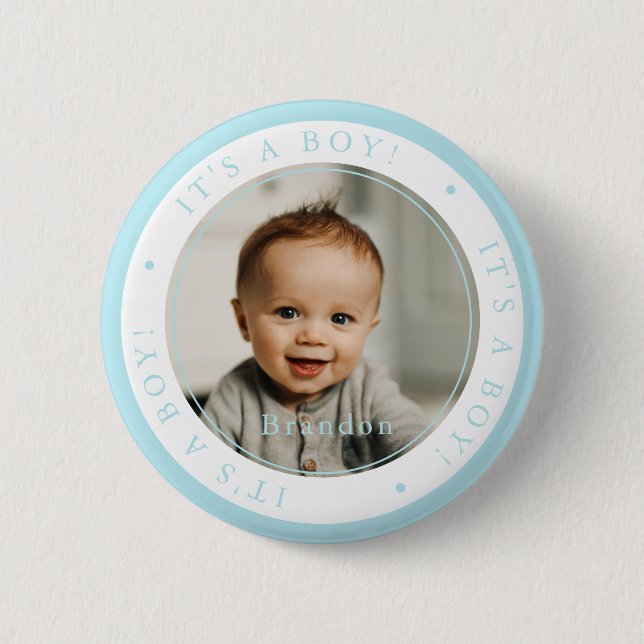 Custom photo birth boy occasion simple 2 inch round button (Front)